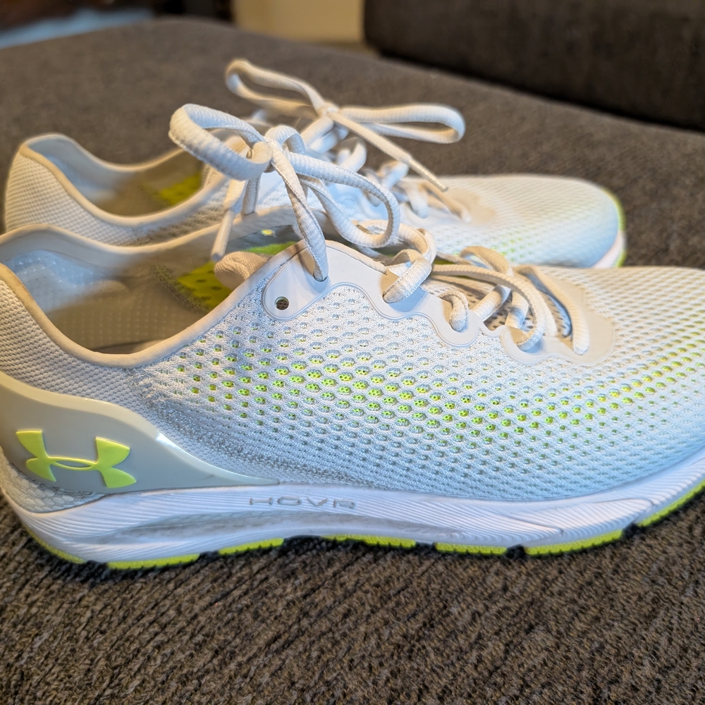Under Armour White and Neon Green Sneakers